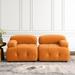 Modular Velvet Sectional Sofa with Reversible Chaise, L Shaped Button Tufted Couch Set Convertible Sleeper Loveseat, Orange