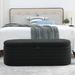 Storage Ottoman Bench Upholstered Fabric Storage Bench Black End of Bed Stool with Safety Hinge for Bedroom Entryway Bench