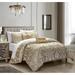 Chic Home Athina 9-Piece Lustrous Jacquard Fabric And Burnout Velvet Floral Damask Pattern in Comforter Set