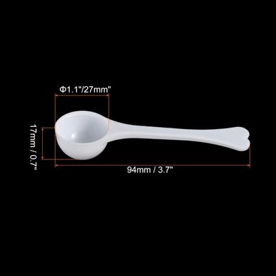 3.7" x 1.1" 3g Long Handle Plastic Measuring Spoons, 40Pcs Round Bottom - White