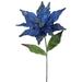 Vickerman 26 Blue Velvet Poinsettia Artificial Christmas Pick 3 per Bag