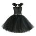 ZRBYWB Toddler Sleeveless Girl Dress Strap Halter Black Mesh Dress Performance Fashion Dress Party Dresses