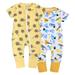 MYGBCPJS Baby Infant 2-Pack Zipper Romper Toddler Boys Girls Short Sleeve Cotton Playsuit 2 Way Zip Jumpsuit Sleep and Play One-piece Pajamas (3-36 Months)