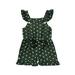 AnuirheiH Toddler Newborn Baby Girl Boy Clothes Toddler Baby Girls Ruffles Printed Bowknot Suspender Romper Jumpsuit 6M-3T