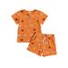 Toddler Kids Boys Girls Halloween Outfits Pajamas Lounge Set Pumpkin Crewneck Shirts Top Shorts Set Halloween Baby Clothes