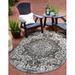 Rugs.com Jill Zarin Outdoor Collection Rug â€“ 5 3 x 8 Oval Charcoal Gray Flatweave Rug Perfect For Living Rooms Large Dining Rooms Open Floorplans