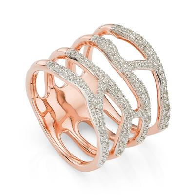 Rose Gold Riva Waterfall Cocktail Diamond Ring Diamond