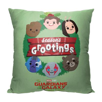 Marvel Gotg Holidayseasons Grootings Wreath 18X18 Printed Throw Pillow by The Northwest in O