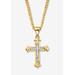 Women's Diamond Accent Gold-Plated Cross Pendant Necklace 22" by PalmBeach Jewelry in Gold