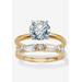Women's 2.56 Cttw. 2-Piece Gold-Plated Round Cubic Zirconia Bridal Ring Set by PalmBeach Jewelry in Gold (Size 9)