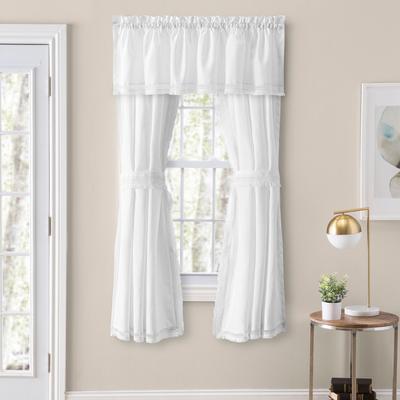 Wide Width Brush Fringe Curtain Tailored Pair Tiebacks by Ellis Curtains in White (Size 80