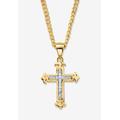 Women's Diamond Accent Gold-Plated Cross Pendant Necklace 22" by PalmBeach Jewelry in Gold