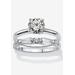 Women's 2.06 Cttw. Cubic Zirconia Sterling Silver Solitaire 2-Piece Wedding Ring Set by PalmBeach Jewelry in Silver (Size 8)