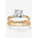 Women's 2 Cttw. Cubic Zirconia 18K Gold-Plated 2-Piece Solitaire Wedding Ring Set by PalmBeach Jewelry in Gold (Size 8)