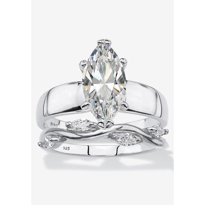 Women's 2.51 Tcw Cubic Zirconia .925 Silver 2-Piece Solitaire And Vine Bridal Ring Set by PalmBeach Jewelry in Silver (Size 10)