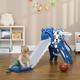 2 in 1 Kids Slide for Indoor Use with Basketball Hoop, Basketball - Blue