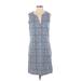 Lands' End Casual Dress - Shift: Blue Print Dresses - Women's Size Small