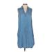 Beach Lunch Lounge Casual Dress - Shirtdress: Blue Dresses - Women's Size Small