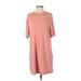 Shein Casual Dress - Shift Crew Neck Short sleeves: Pink Solid Dresses - Women's Size 4