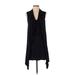 White House Black Market Casual Dress - Shift V-Neck Sleeveless: Black Print Dresses - Women's Size Small
