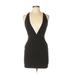 Bec & Bridge Casual Dress - Bodycon Plunge Sleeveless: Black Color Block Dresses - Women's Size 4