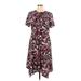 Tommy Hilfiger Casual Dress - A-Line High Neck Short sleeves: Burgundy Floral Dresses - Women's Size 10