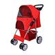 Elevon Pet Stroller, 4 Wheels Multifunction Dog Cat Stroller, Folding Portable Travel Stroller with Detachable Carrier, Suitable for Medium Small Dogs Cats, Red