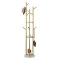 HKaikzo Gold Coat Rack Stand, Metal Coat Racks Tree Hanger Freestanding with 3 Storage Shelves and 9 High-grade Hooks and Stable Marble Base, for Jackets、Hat、Umbrella