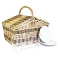 4 Person Luxury Swancote Wicker Picnic Basket with Accessories and Built in Chiller Compartment - Perfect for Birthday, Anniversary and Thank You Presents