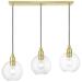 Downtown 3 Light Satin Brass Sphere Linear Chandelier