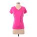 FILA Active T-Shirt: Pink Solid Activewear - Women's Size X-Small