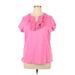 Isaac Mizrahi LIVE! Short Sleeve Top Pink Ruffles Tops - Women's Size 1X