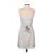 Ann Taylor LOFT Outlet Cocktail Dress - A-Line Strapless Sleeveless: Gray Print Dresses - Women's Size 6