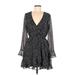 Cupcakes & Cashmere Casual Dress - Mini Plunge Long sleeves: Black Dresses - Women's Size Medium