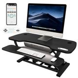 VERSADESK Standing Desk Converter, PowerPro Electric Sit to Stand Desk Riser w/ App Control Wood/Metal in White/Black | Wayfair VDPPE3624-BB