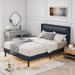 Brayden Studio® Ciomara Open-Frame Storage Bed Upholstered/Linen in Blue | 45.28 H x 60.43 W x 85.43 D in | Wayfair