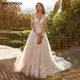 RODDRSYA élégante robe de mariée en dentelle A adapté pour les dames manches longues glisser