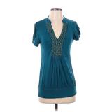 INC International Concepts Short Sleeve Top Teal V Neck Tops - Women's Size Small Petite