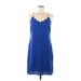 J.Crew Factory Store Casual Dress - Mini V Neck Sleeveless: Blue Print Dresses - Women's Size 6