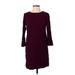 Old Navy Casual Dress - Shift Crew Neck 3/4 sleeves: Burgundy Print Dresses - Women's Size Small