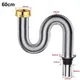 40/60cm Cm Bathroom Stainless Steel Sink Siphon Useful Waste Drain Valve Drain Flexible Pipe Waste