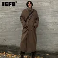Cappotto di lana da uomo IEFB lungo autunno inverno addensato moda coreana sciolto tendenza Casual