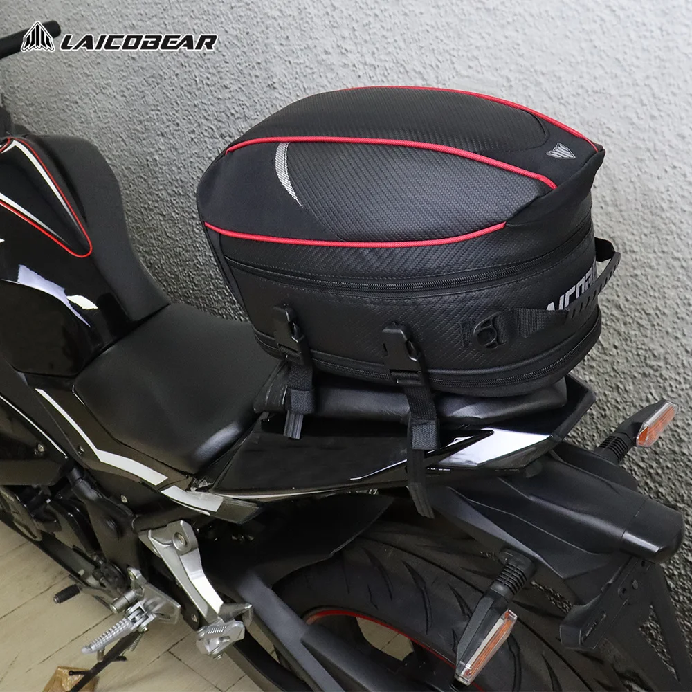 Borsa da coda per moto Borsa da viaggio impermeabile per moto nera Borsa da viaggio per pilota Borsa per sedile posteriore posteriore Borsa da sella di grande capacità