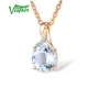 VISTOSO Gold Anhänger Für Frauen Echte 14K 585 Rose Gold Radiant Blau Topas Funkelnden Diamant