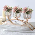 3 Arms Candelabras Crystal Arch Bridge Goblet Candle Holders Bowl Tealight Candlesticks Romantic