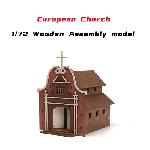 1/72 europäische Kirche Holz Montage Puzzle Modellbau Bau Szene DIY Spielzeug