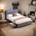 2 size LED Bed Frame Storage Headboard with Charging Station Solid and Stable Noise Free