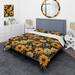 Designart "Rustic Yellow Sunflower Pattern II" Cottage Bedding Cover Set With 2 Shams