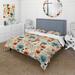 Designart "Playful Poppy Blossom Radiance" Orange Cottage Bedding Cover Set With 2 Shams
