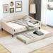 Full Size Upholstered Tufted Daybed with Trundle Bed & Button Tufted Backrest